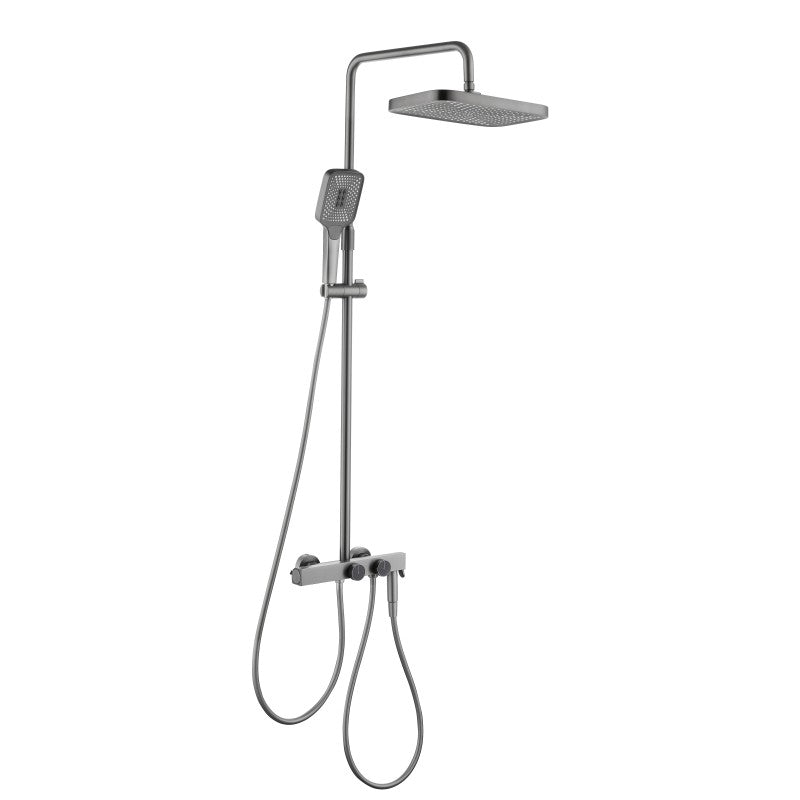 KARTNERS Square Thermostatic System Shower Set GUNMETAL