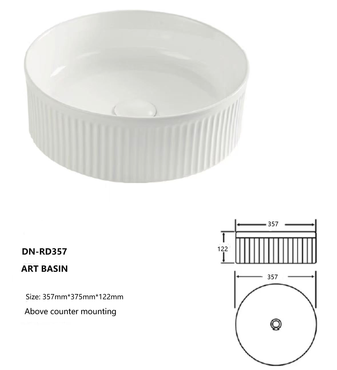 Arts Basin Counter top Basin DN-RD357 (without overflow)