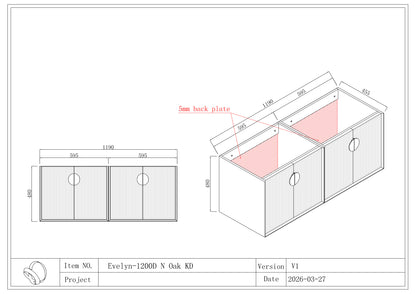 EVELYN WALL HUNG Plywood VANITY 1200MM DOUBLE BASIN