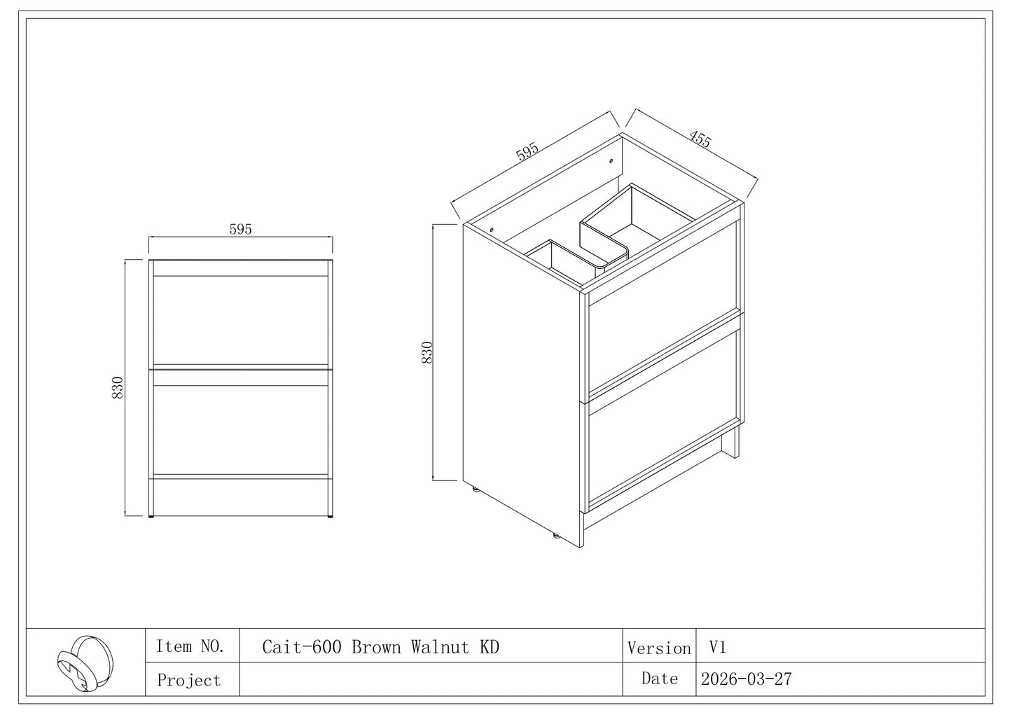 Cait FloorStanding Plywood VANITY 600MM