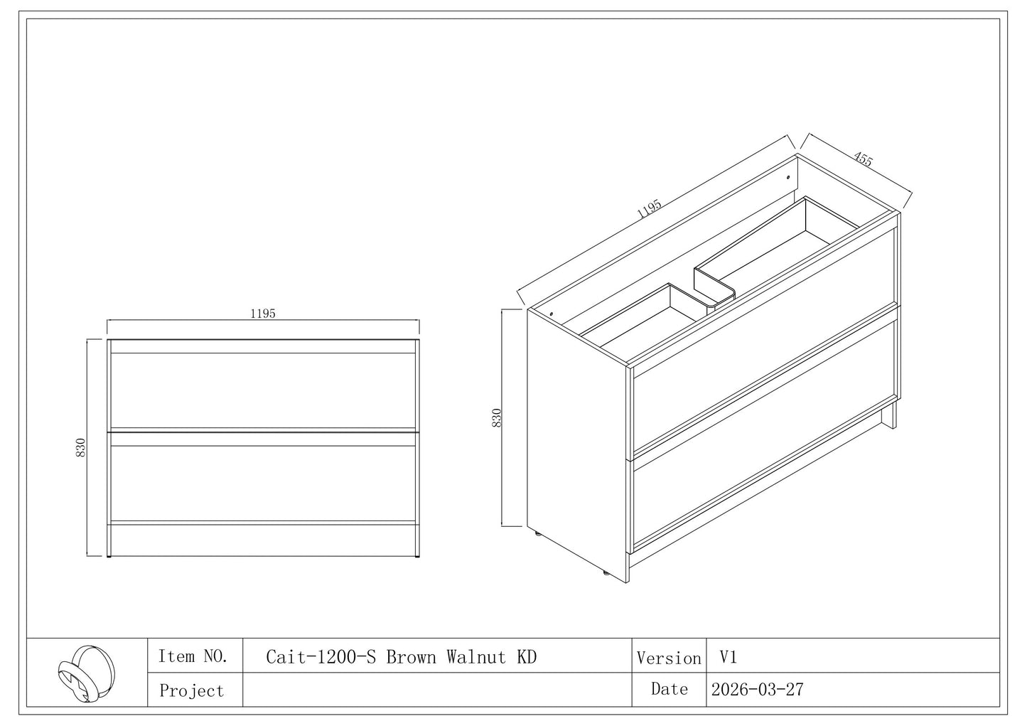 Cait FloorStanding Plywood VANITY 1200MM SINGLE BASIN