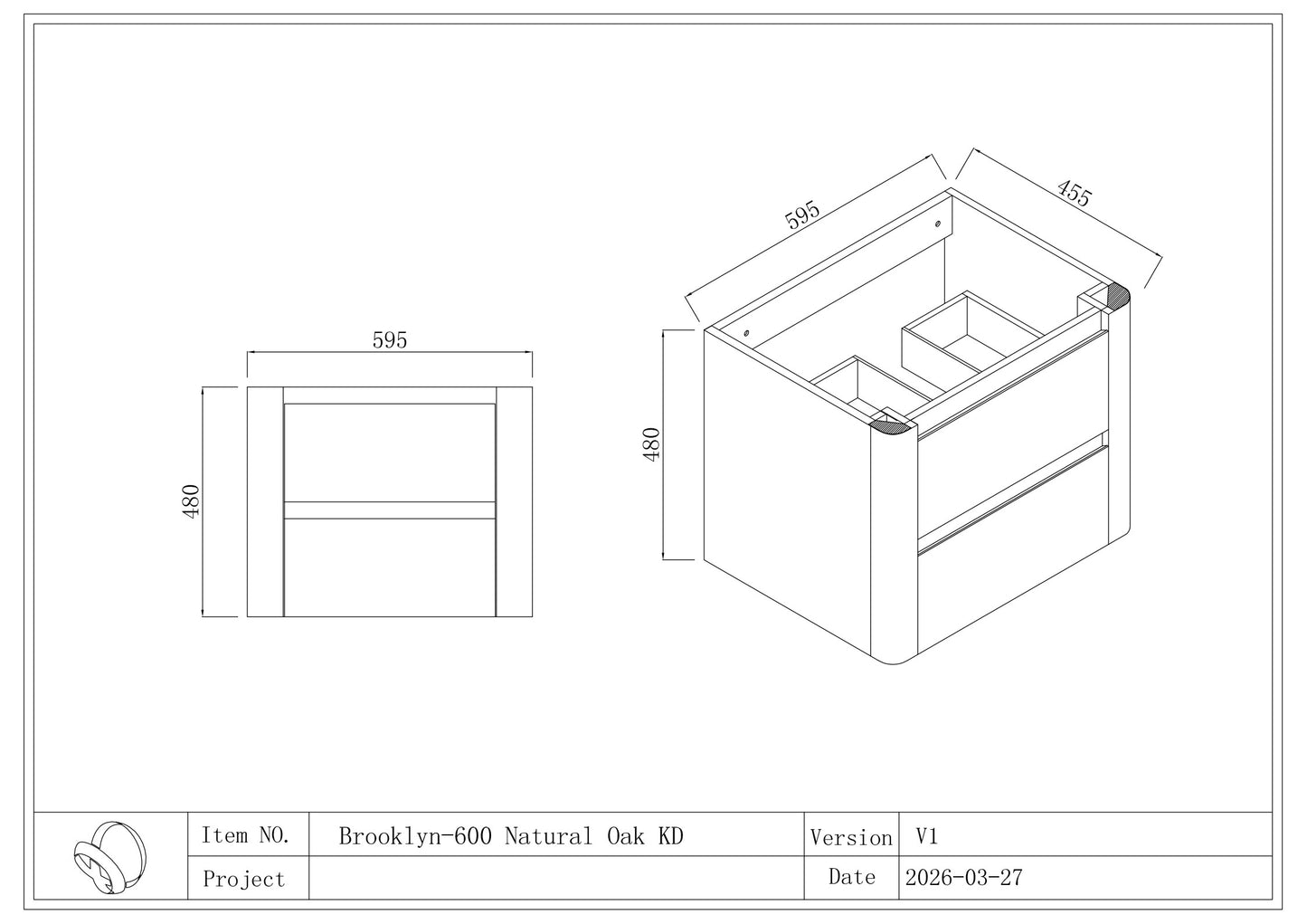 BROOKLYN Wall Hung Plywood VANITY 600MM