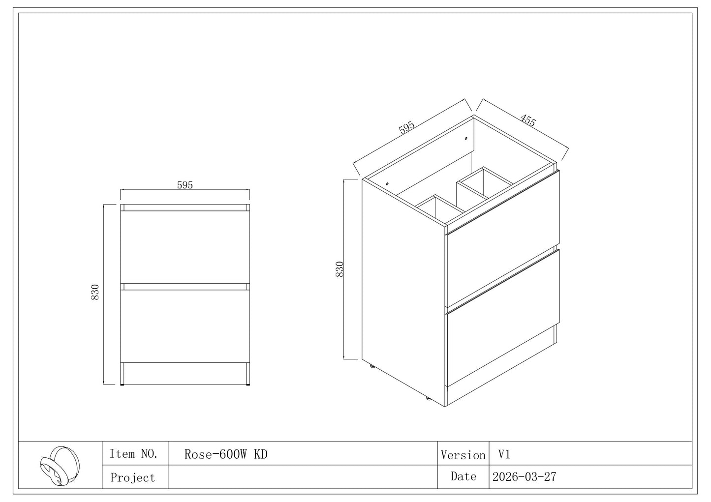 Rose FloorStanding Plywood VANITY 600MM