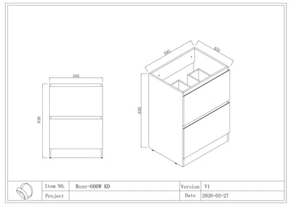Rose FloorStanding Plywood VANITY 600MM