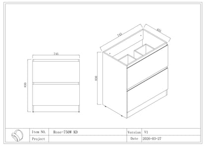 Rose FloorStanding Plywood  VANITY 750MM