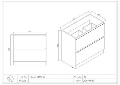 Rose FloorStanding Plywood  VANITY  900MM
