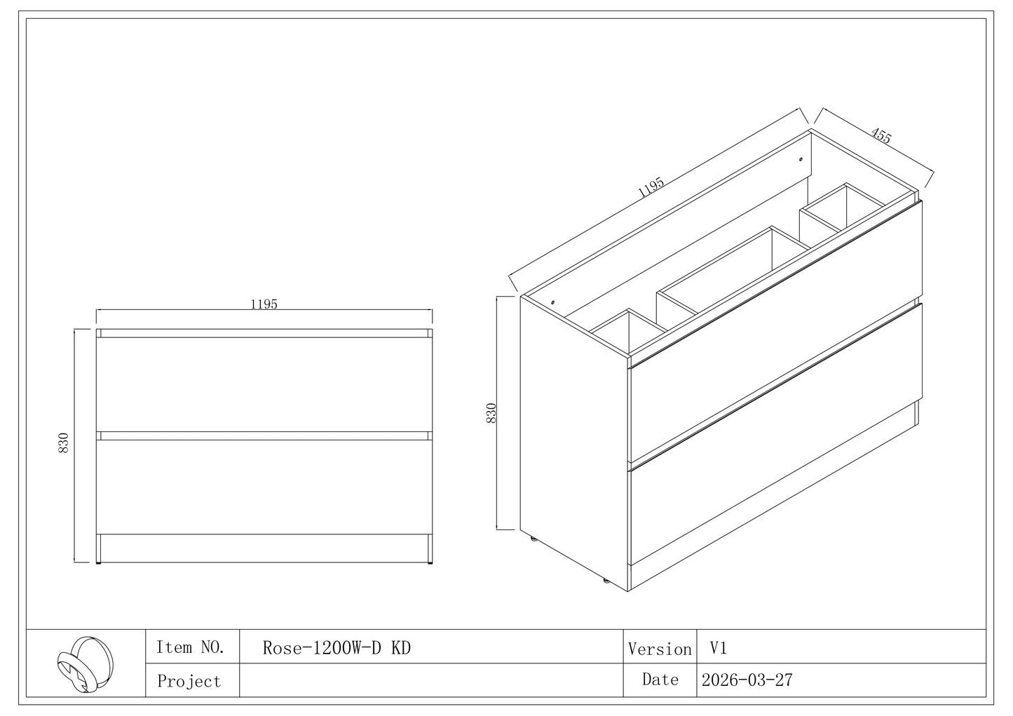 Rose FloorStanding Plywood VANITY 1200MM DOUBLE BASIN