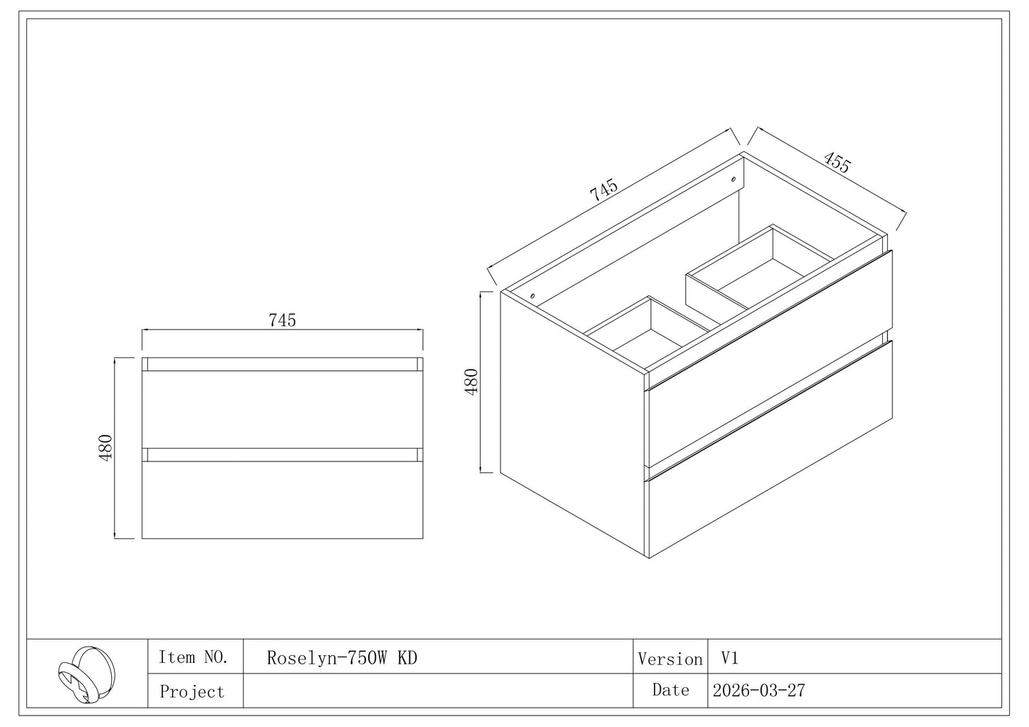 Roselyn Wall Hung Plywood VANITY 750MM