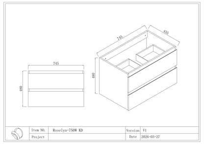 Roselyn Wall Hung Plywood VANITY 750MM