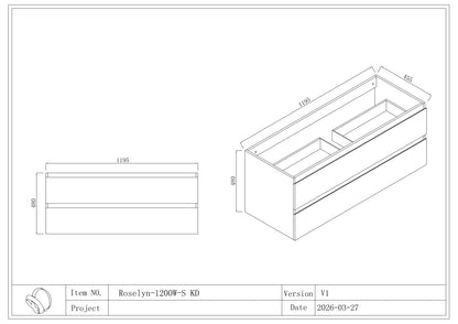 Roselyn Wall Hung Plywood VANITY 1200MM SINGLE BASIN