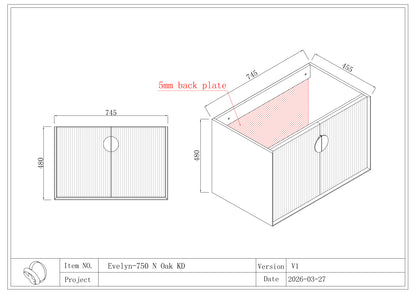 EVELYN WALL HUNG Plywood VANITY 750MM