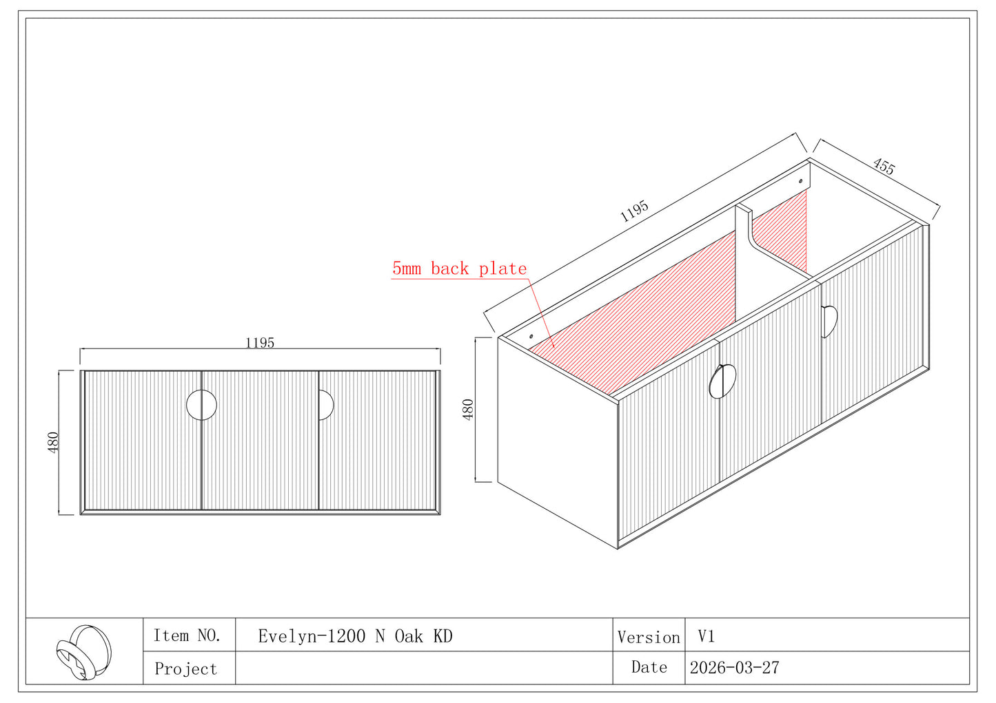 EVELYN WALL HUNG Plywood VANITY 1200MM SINGLE BASIN