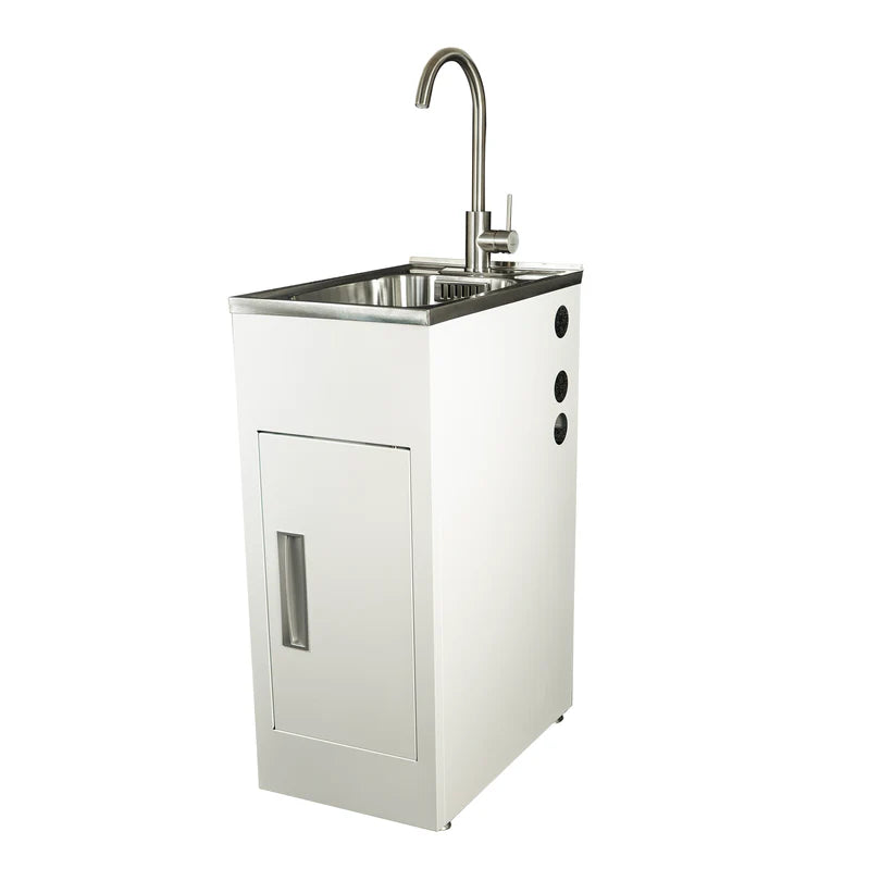 Aquatica Laundry Tub 360mm, Chrome Zento Sink Mixer Mains Pressure