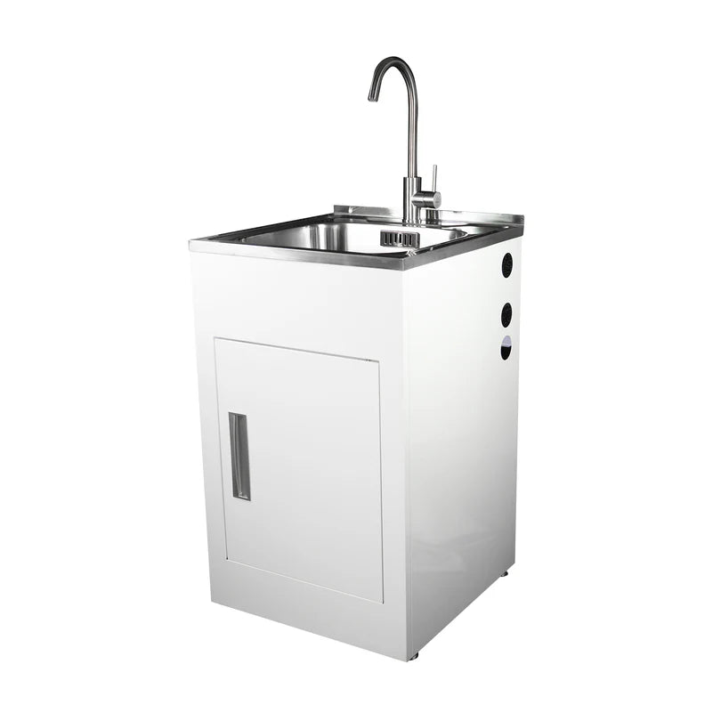 Aquatica Laundry Tub 560mm, Door Model,Chrome Zento Sink Mixer Mains Pressure