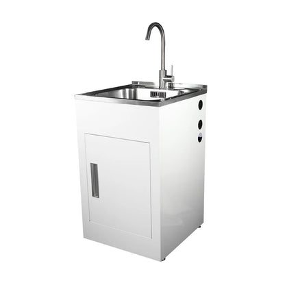 Aquatica Laundry Tub 560mm, Door Model,Chrome Zento Sink Mixer Mains Pressure