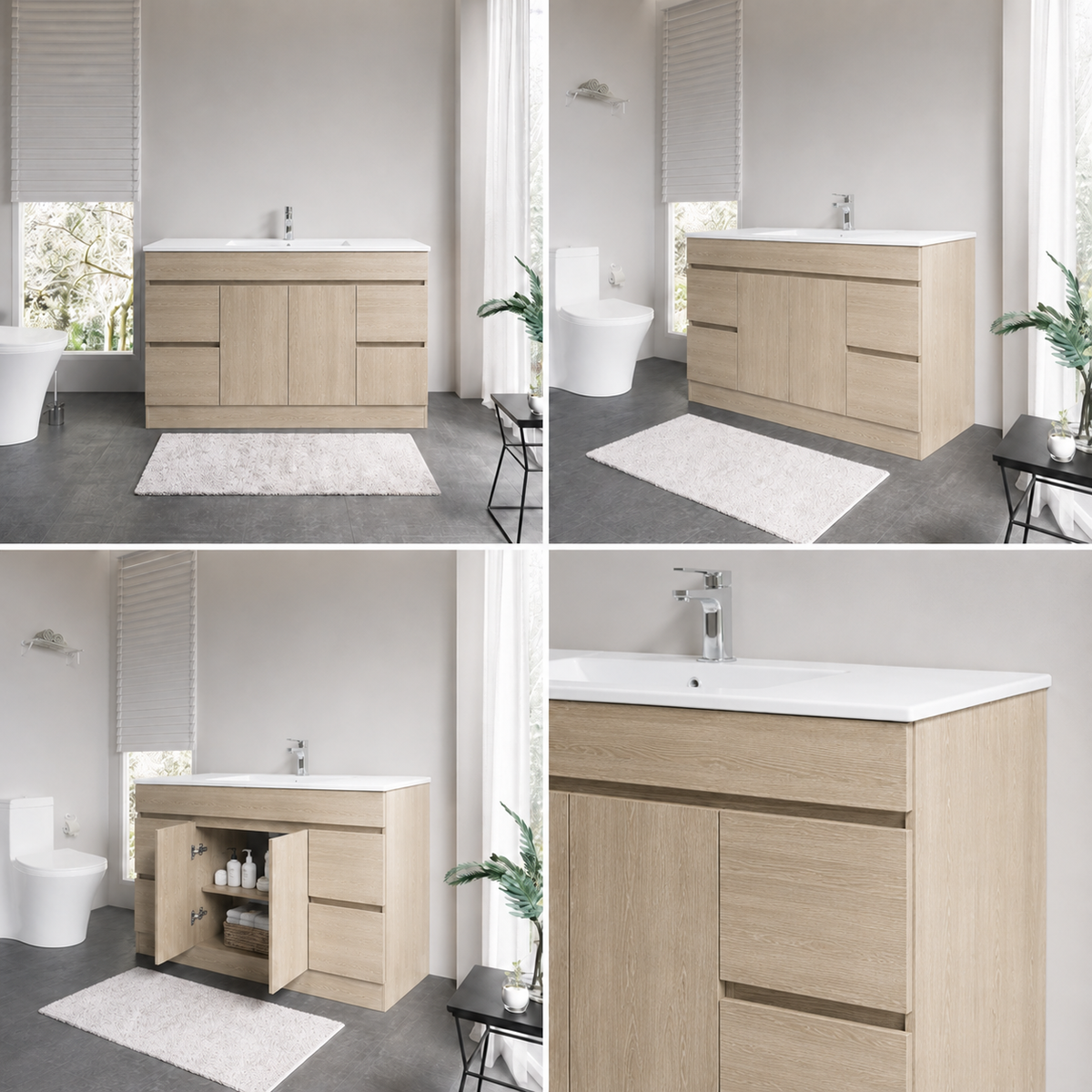 DNF Floorstanding Plywood VANITY Light Oak 1200MM SINGLE BASIN