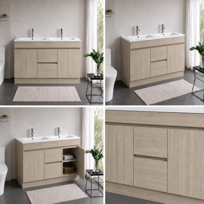 DNF Floorstanding Plywood VANITY Light Oak 1200MM DOUBLE BASIN