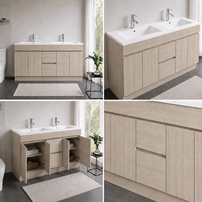 DNF Floorstanding Plywood VANITY Light Oak 1500MM DOUBLE BASIN