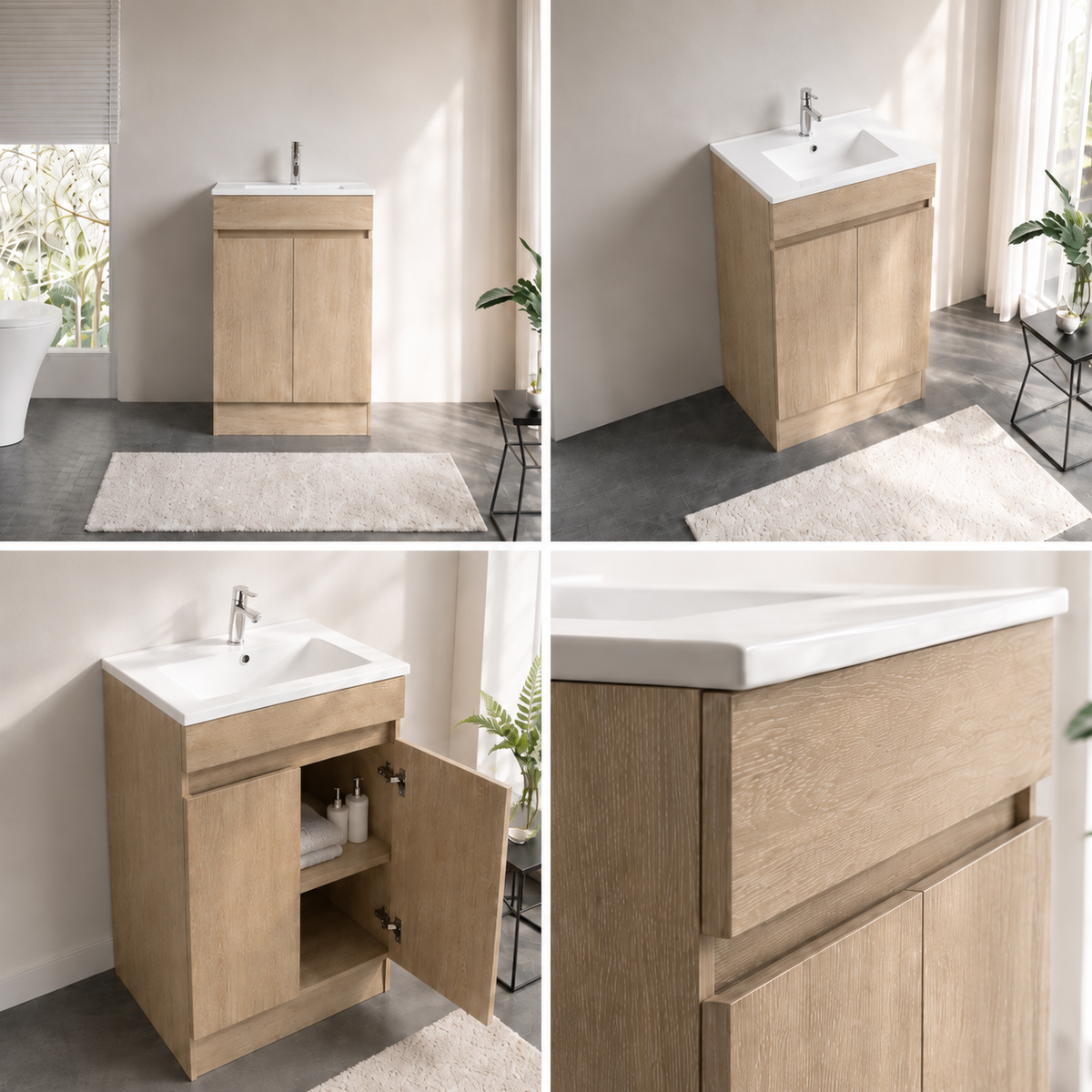 DNF Floorstanding Plywood VANITY Light Oak 600MM