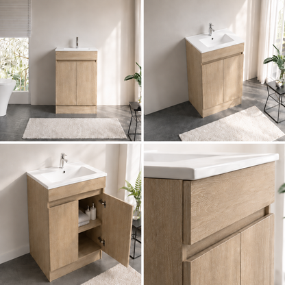 DNF Floorstanding Plywood VANITY Light Oak 600MM