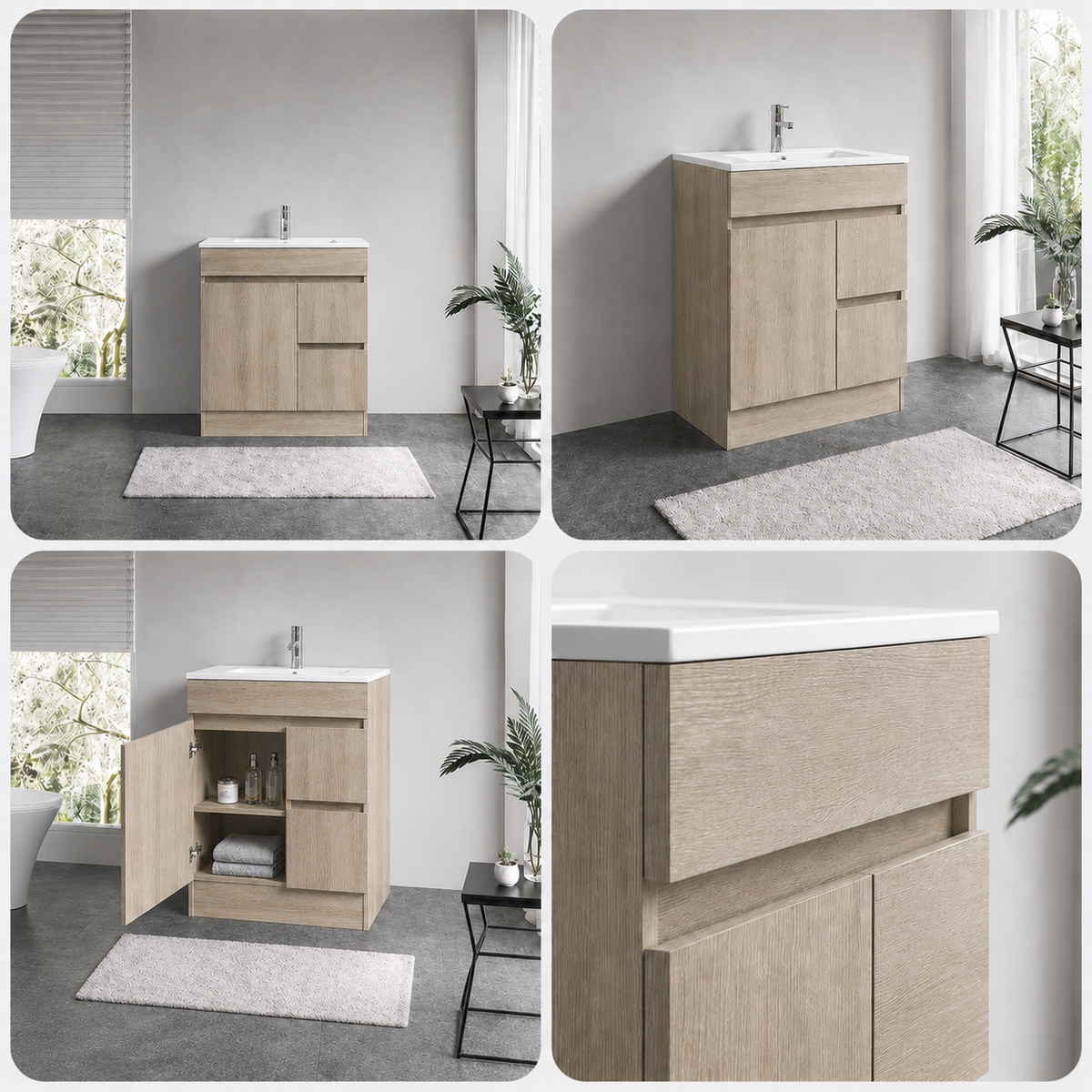 DNF Floorstanding Plywood VANITY Light Oak 750MM