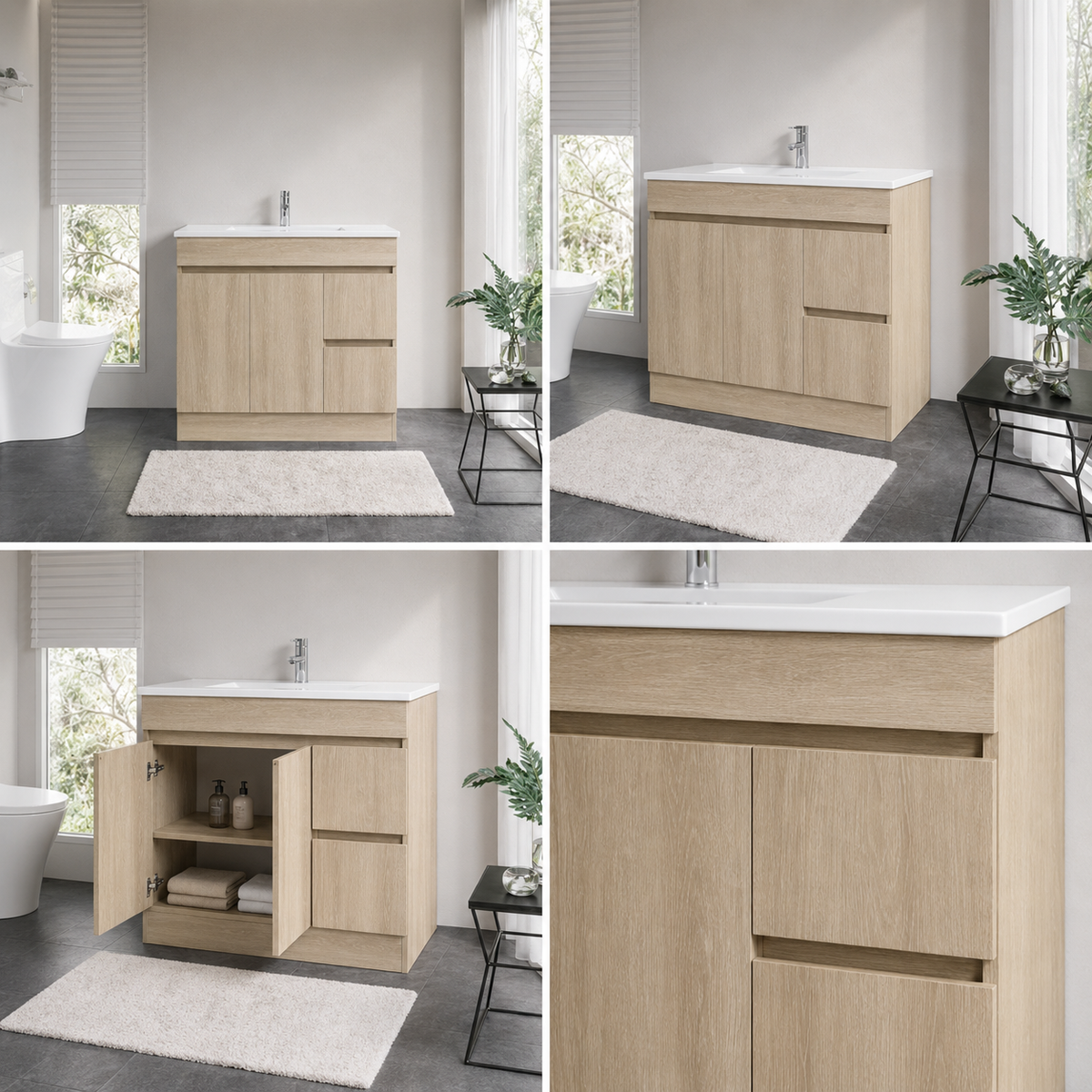 DNF Floorstanding Plywood VANITY Light Oak 900MM