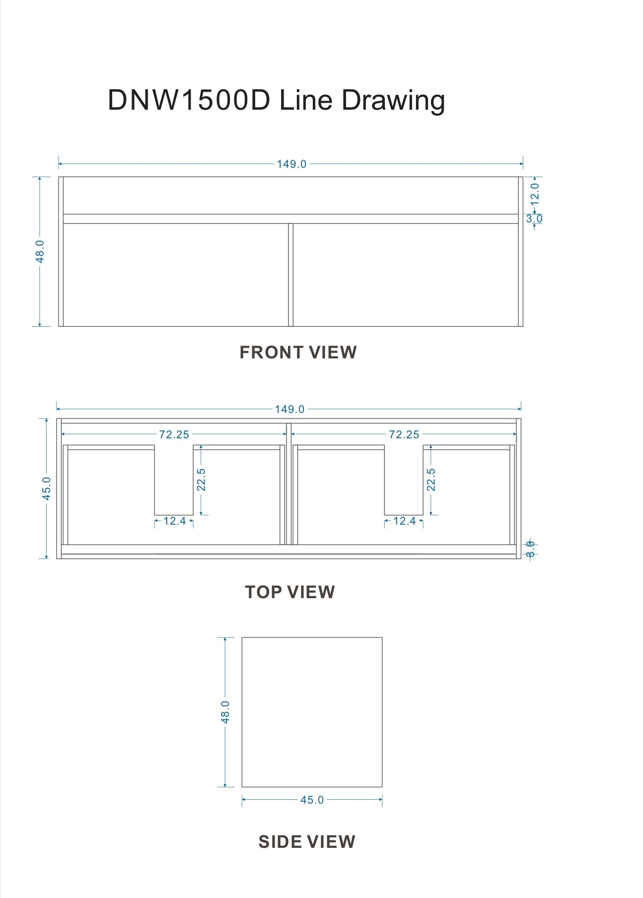 DNW Wall Hung Plywood VANITY Light Oak 1500MM DOUBLE BASIN