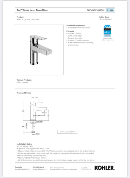 KOHLER Taut Basin Mixer