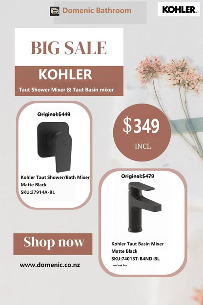 Clearance - KOHLER Taut Shower Mixer & Basin Mixer Combo MIAN PRESSURES