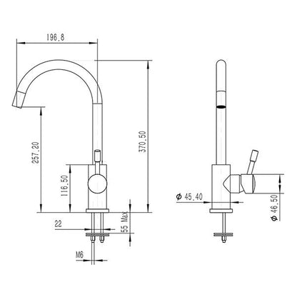 Methven Minimalist Stainless Steel Gooseneck Sink Mixer - Lead Free