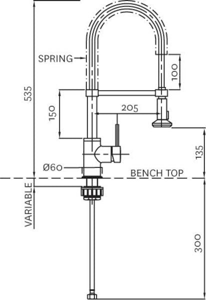 Minimalist Spring Pull Down Sink Mixer with Twin Action Spray Lead Free