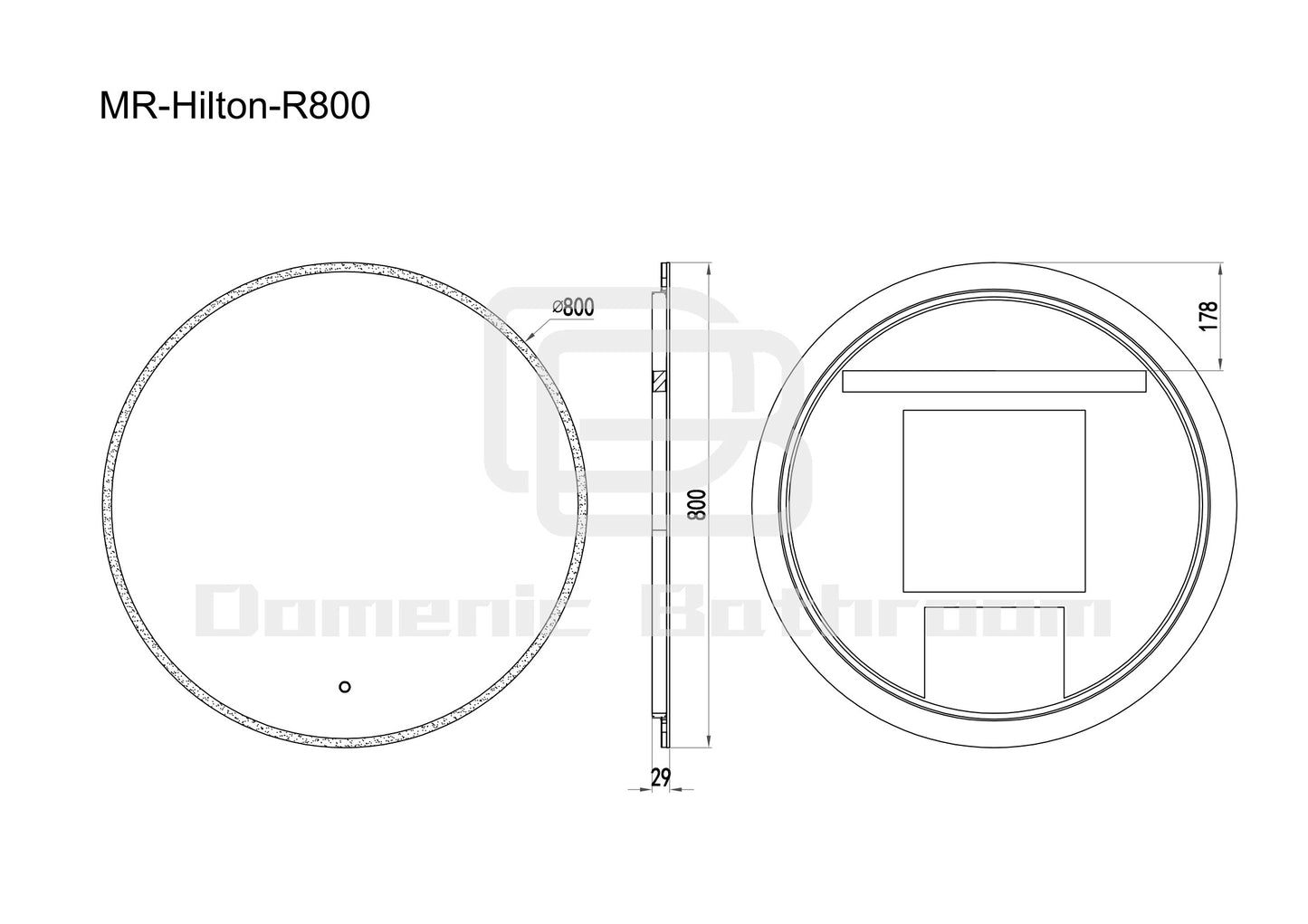 DN-Hilton Acrylic Frame EUPHOTIC 600/800MM Round LED Mirror