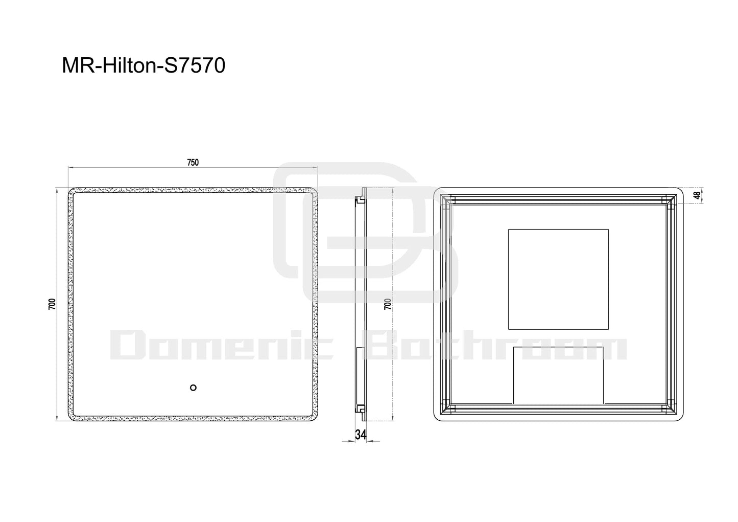 DN-Hilton Acrylic Frame EUPHOTIC 750/900/1200MM Square LED Mirror