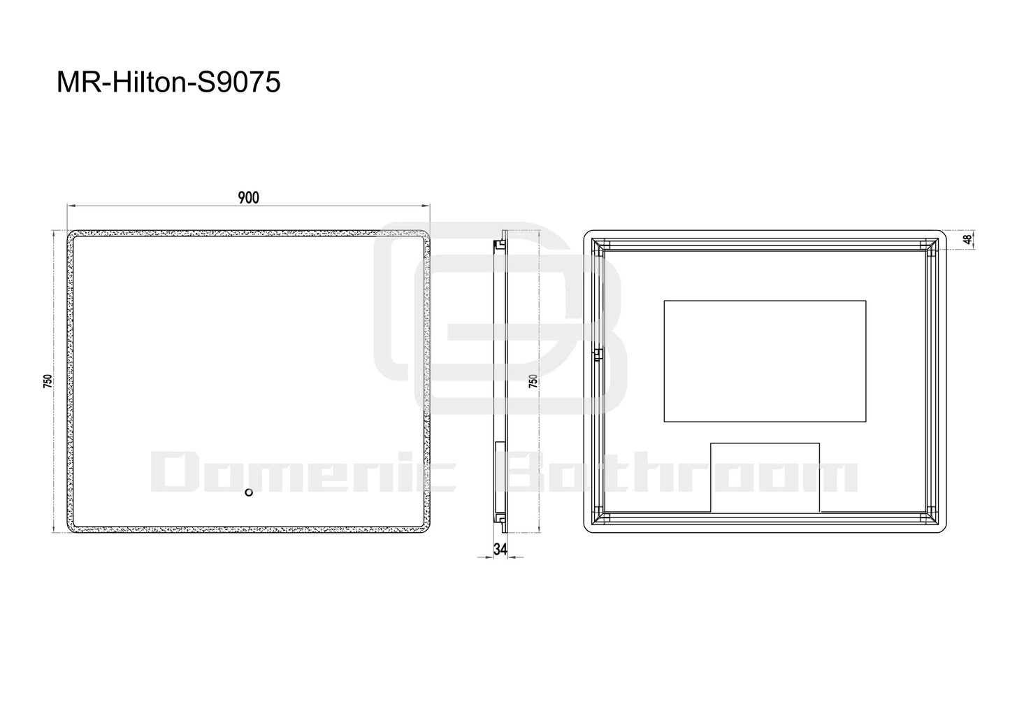 DN-Hilton Acrylic Frame EUPHOTIC 750/900/1200MM Square LED Mirror
