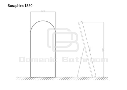 Seraphine Black Framed Arched Floor Mirror 1800mm high