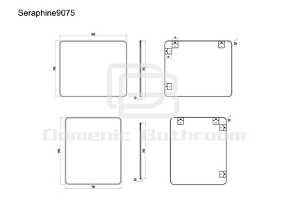 Seraphine Black Framed Rectangle Mirror With Black Aluminum Frame