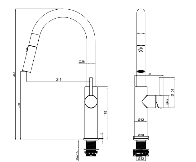 CIAGA PULL-DOWN SINK MIXER – LEAD FREE