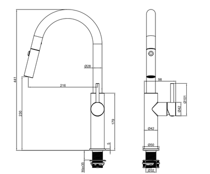 CIAGA PULL-DOWN SINK MIXER – LEAD FREE