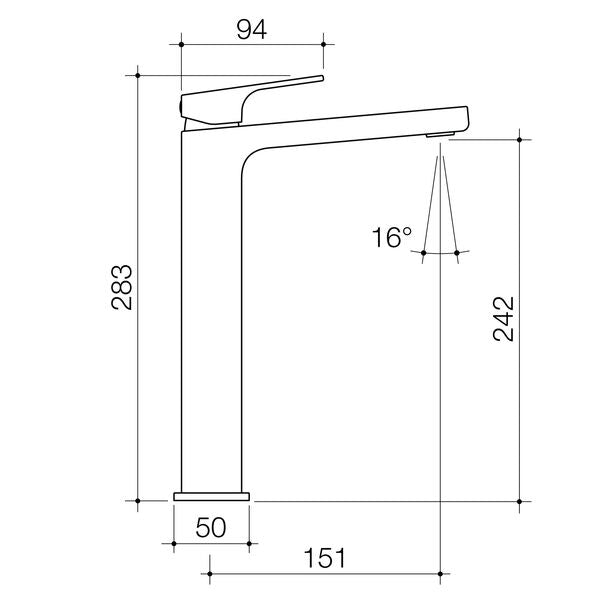Methven Waipori MK2 Hi Rise Basin Mixer 6S - Low Lead