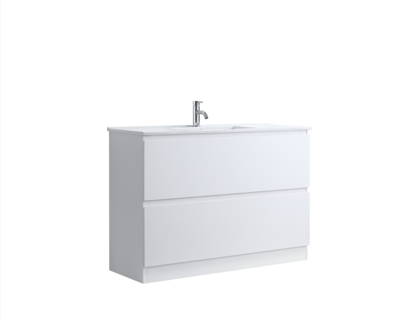 DNF FloorStanding Plywood VANITY GLOSSY WHITE DOUBLE DRAWERS 400MM~1500MM