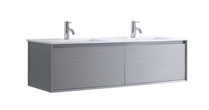 DNW 1500D MATT GREY WALL HUNG Plywood VANITY WITH DOUBLE BASIN