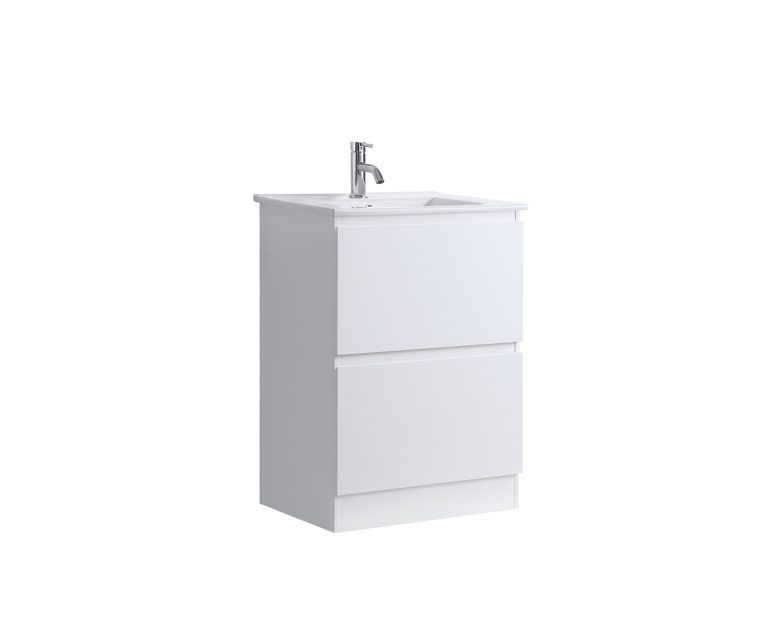 DNF FloorStanding Plywood DOUBLE DRAWERS VANITY GLOSSY WHITE PAINT FINISHED 600MM