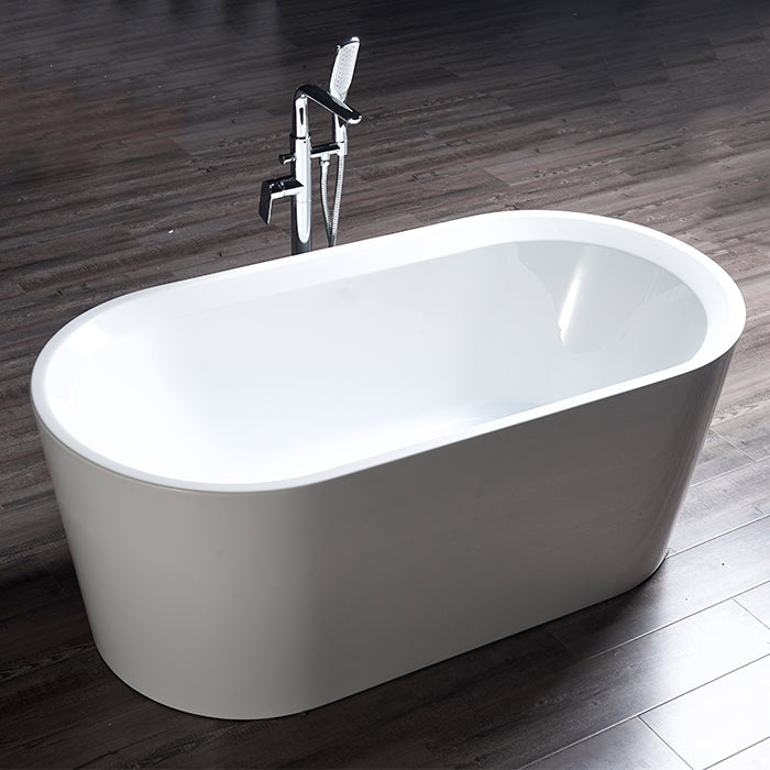 Oval Bathtub WITHOUT OVERFLOW Freestanding Acrylic White