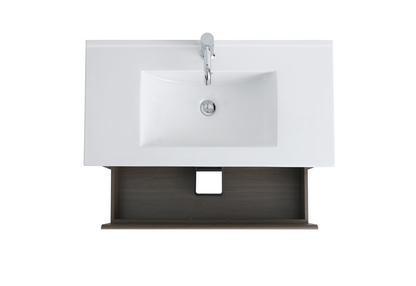 DNW Hamilton Dark Oak Plywood WallHung Vanity 750MM