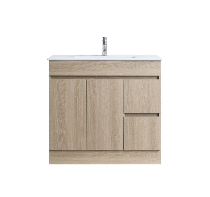 Brushed nickel finish bathroom faucet with smooth lever
