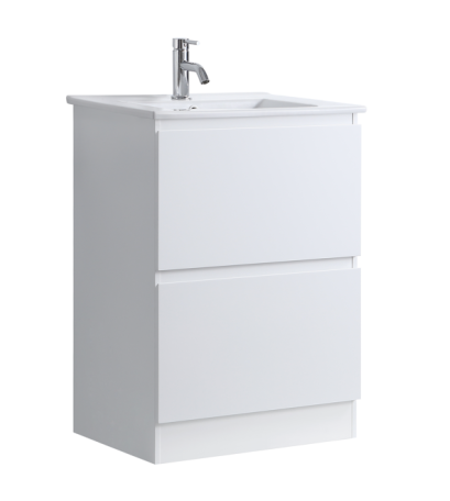 DNF 600 GLOSSY WHITE DOUBLE DRAWERS Floor Standing Plywood VANITY