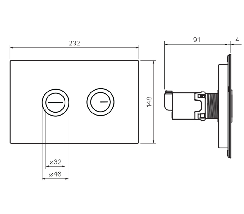 Parisi TWIN BUTTON PNEUMATIC PUSH PLATE - CHROME