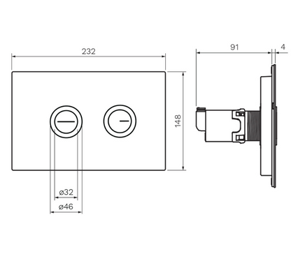 Parisi TWIN BUTTON PNEUMATIC PUSH PLATE - CHROME