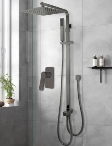 Domenic SH8650 Square Chrome/Matte Black/Gun Metal Twin Rain Shower Without Mixer