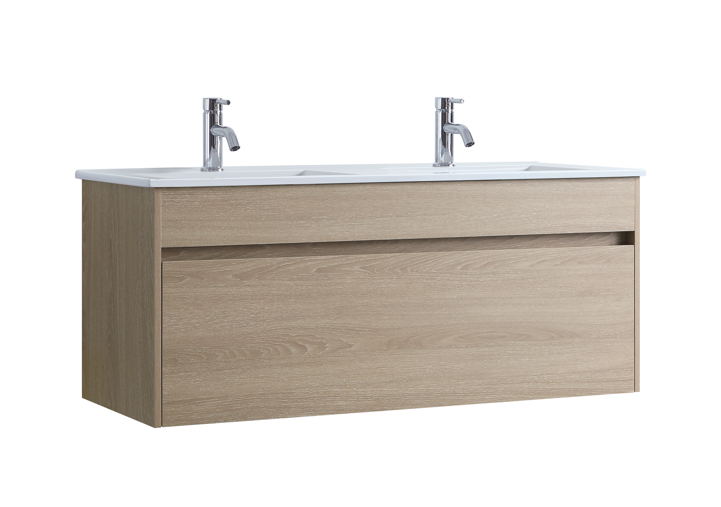 DNW Wall Hung Plywood VANITY Light Oak 1200MM DOUBLE BASIN